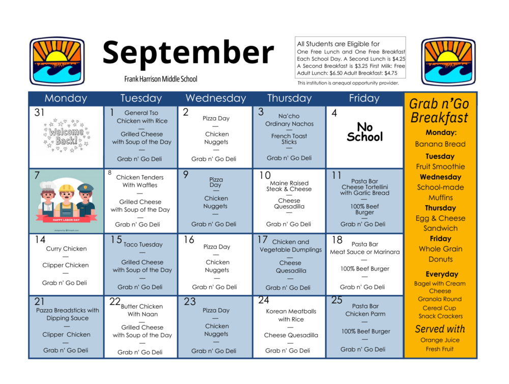 HMS September Menu