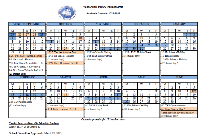 Academic calendar
