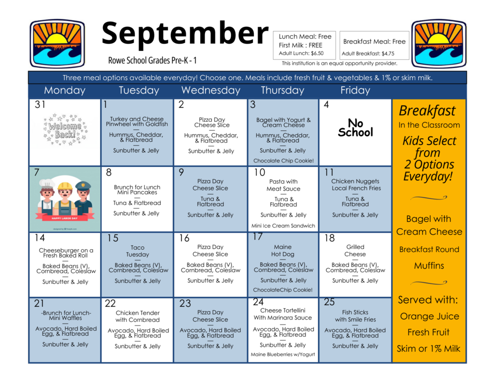Rowe September Menu