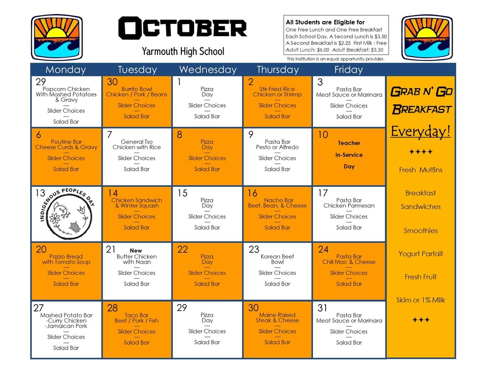 October Menu