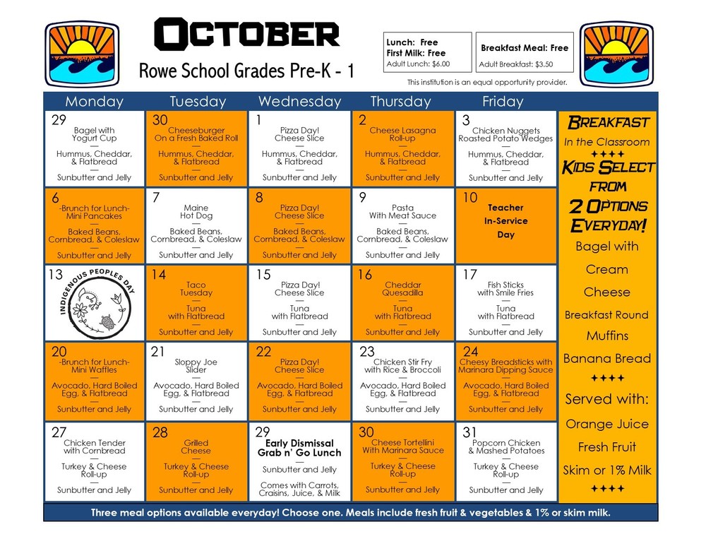 October Menu