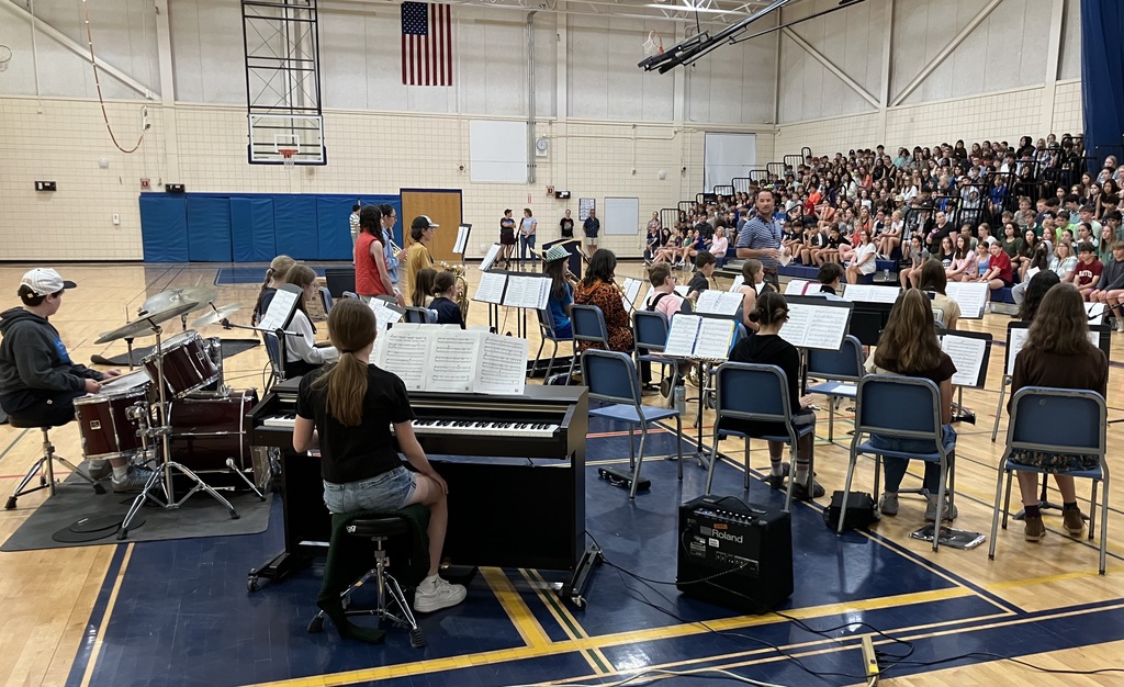 7th/8th-grade Jazz Band performing at our year-end Community Assembly