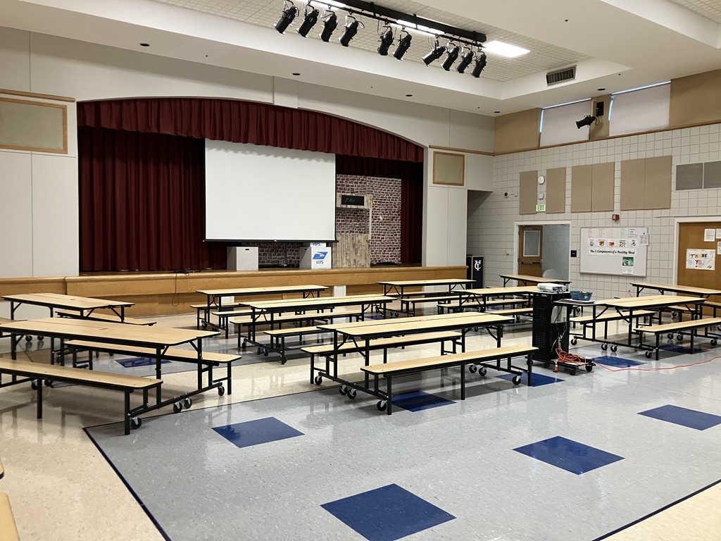 The HMS Cafeteria, ready for our teachers tomorrow.