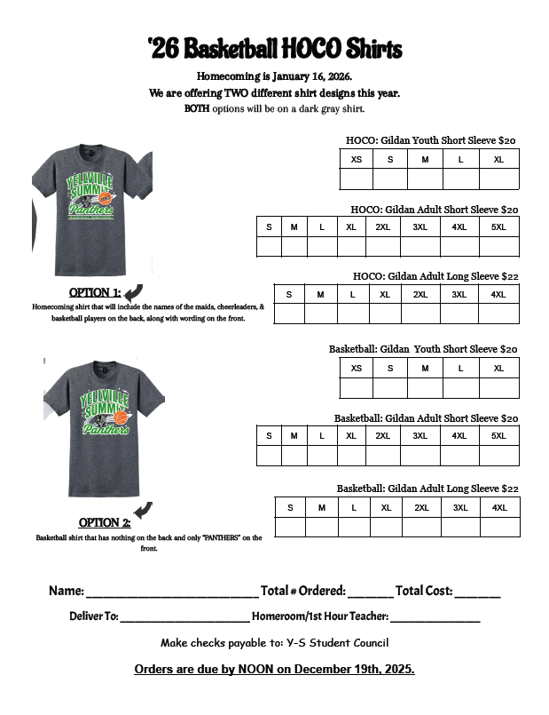 Homecoming Order Form