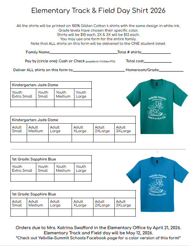 Page 1 - Track & Field Order Form