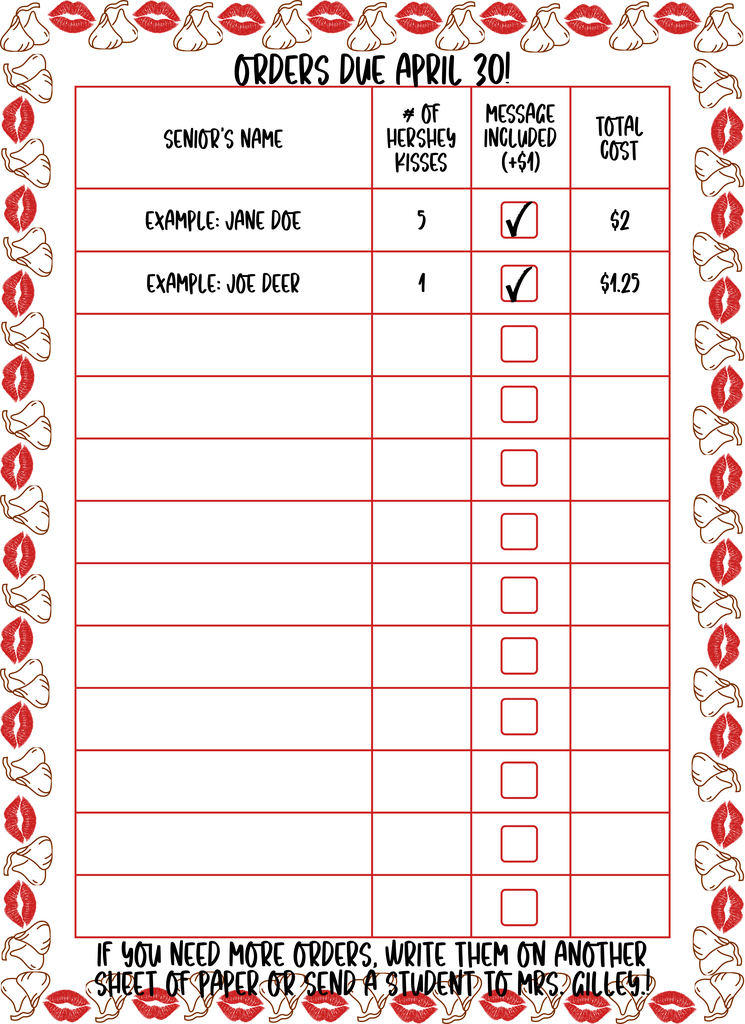 Kiss a Senior Goodbye Info