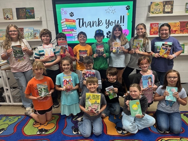 Elementary students gifted with books
