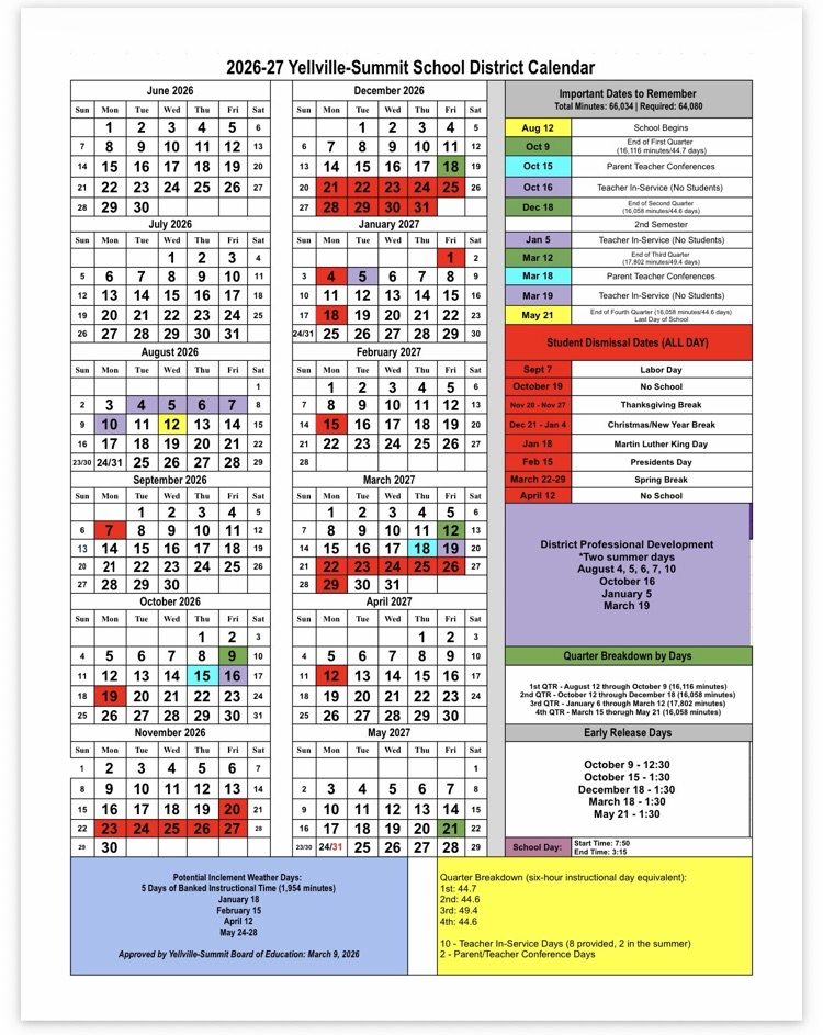 school calendar