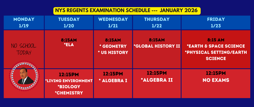 Regents Week Schedule - January 2026