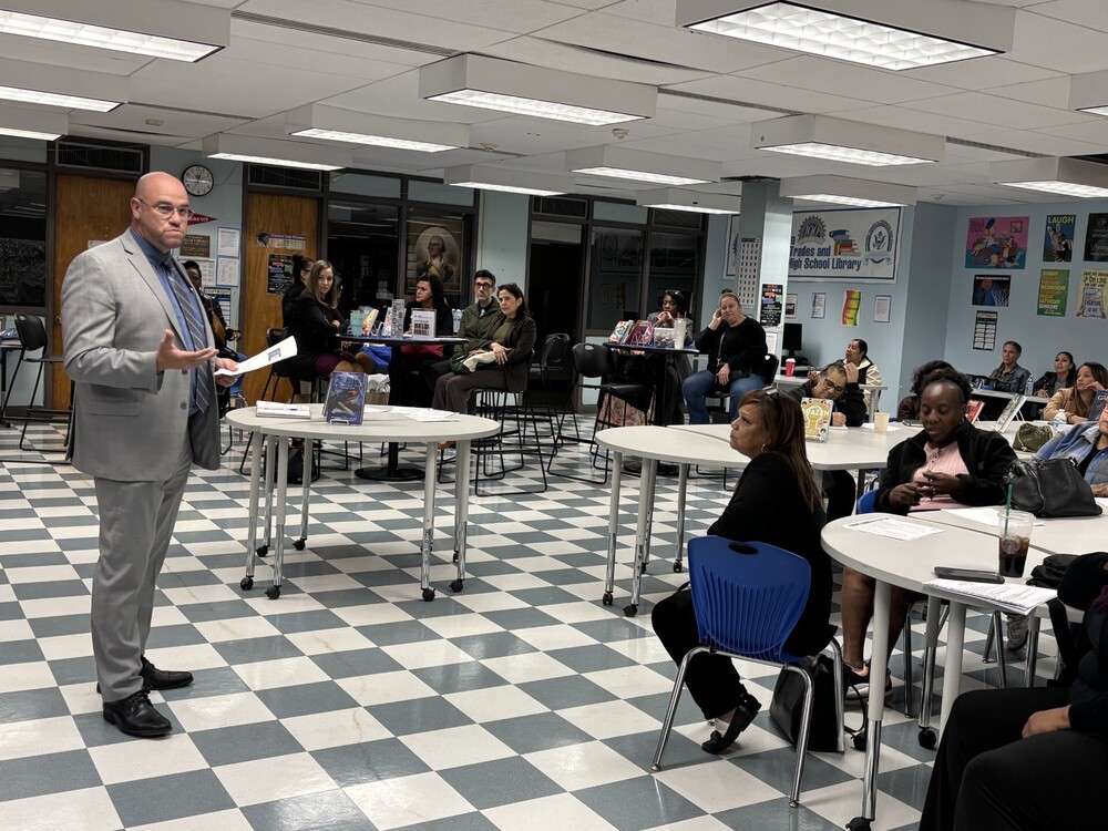 Superintendent speaking to  PTA members