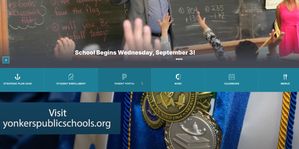 This is a view of the homepage highlighting the navigation to the Parent Portal