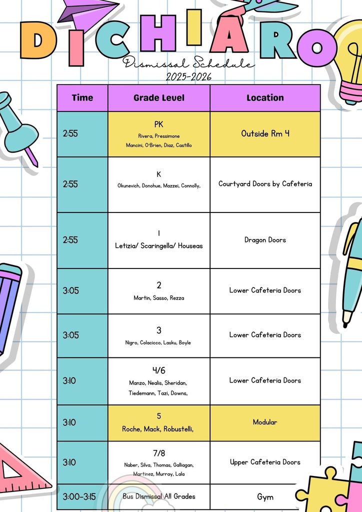 Updated Dismissal Times