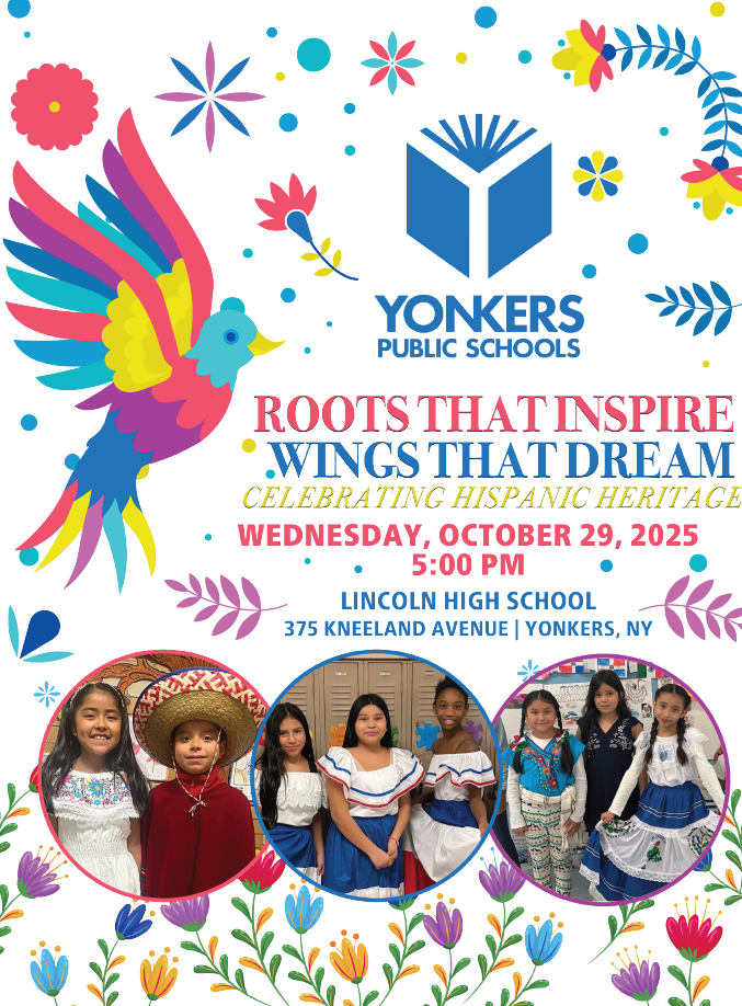 Yonkers Public Schools 2025 Hispanic Heritage Month Celebration Flyer - English