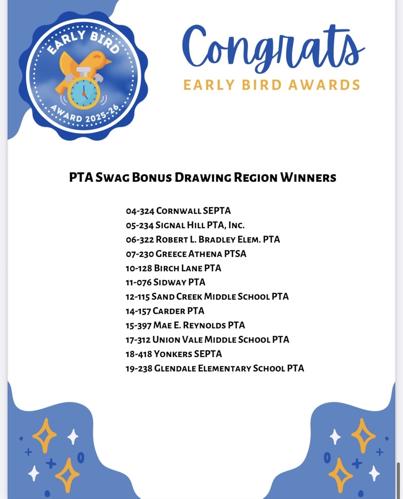 PTA SWAG BONUS DRAWING REGION WINNERS
