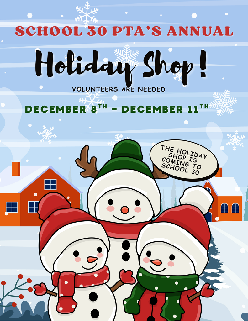 PTA Holiday Shop Flyer December 8 through December 11