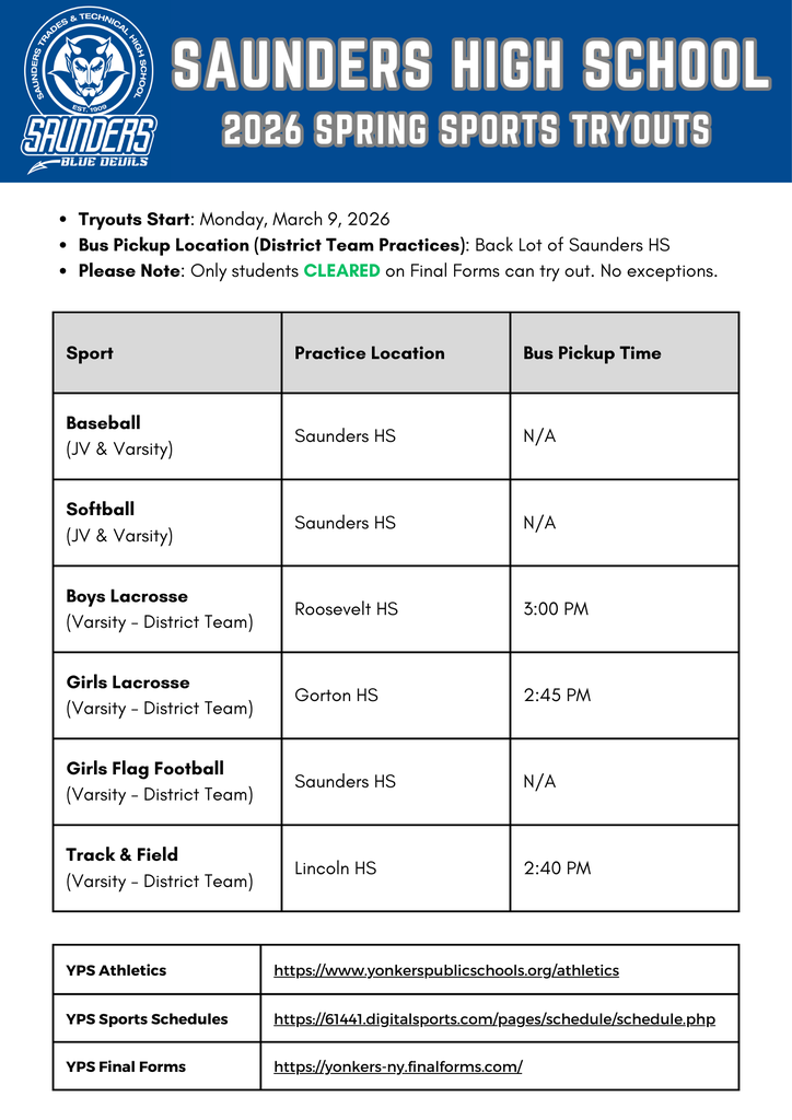 SHS 2026 SPRING SPORTS TRYOUTS 