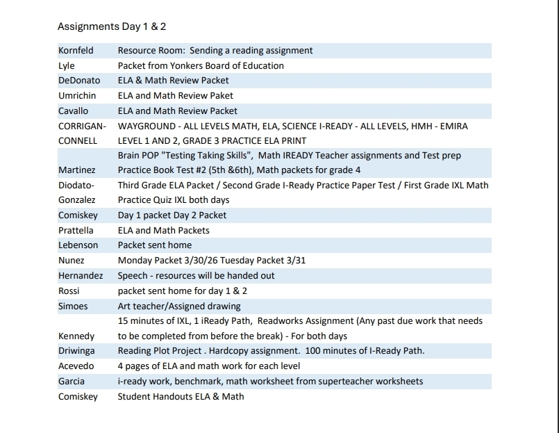 MAKE-UP MARCH 30 AND 31ST SNOW DAYS