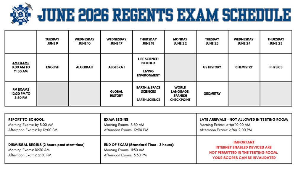 June 2026 Regents Testing Schedule