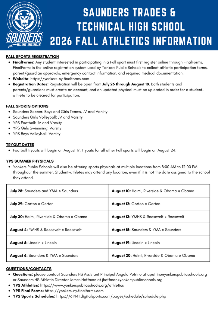 2026 FALL SPORTS INFO