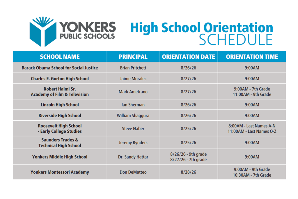 High School Orientation Schedule