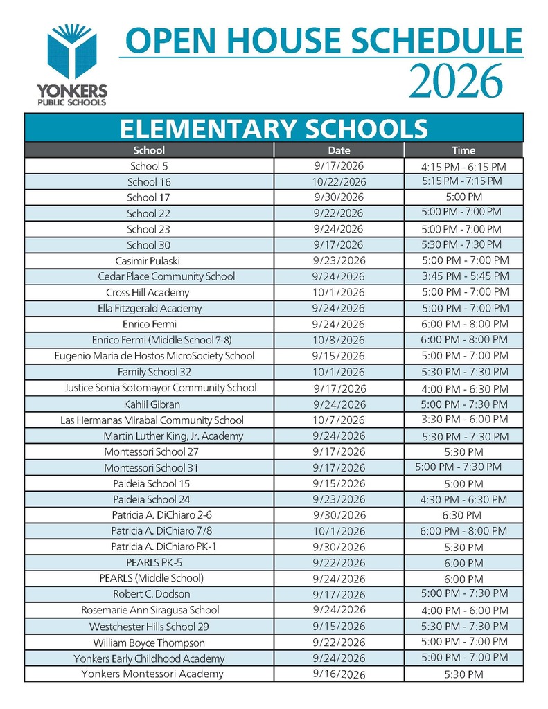 Open House Schedule