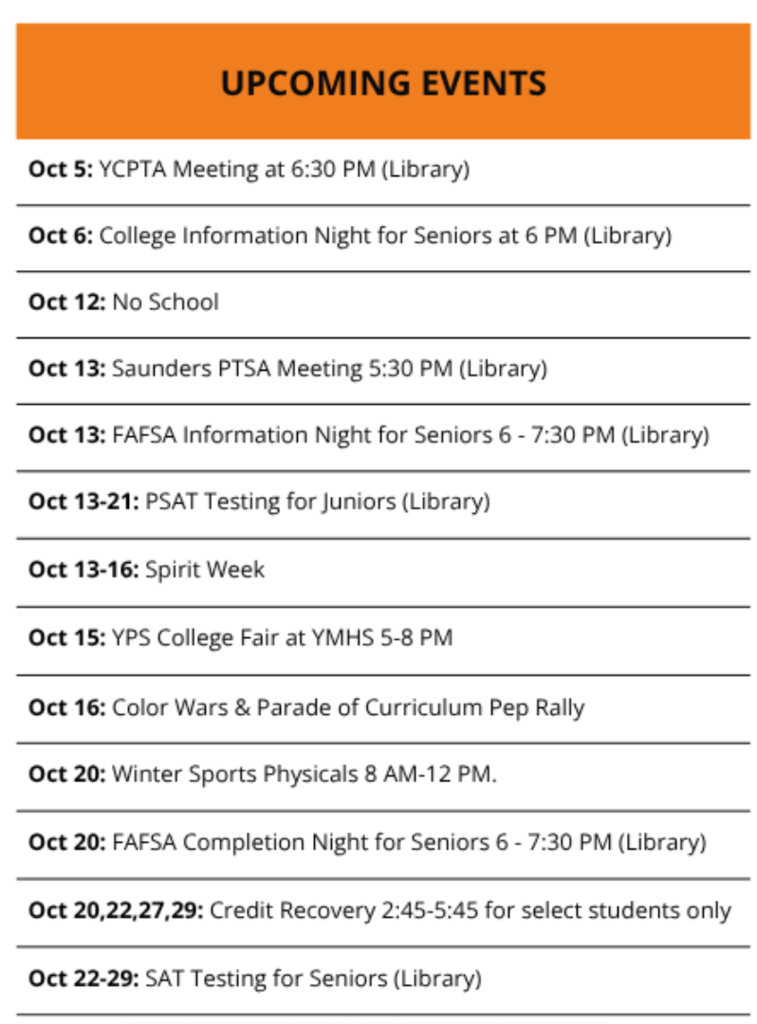 OCT 2026 UPCOMING EVENTS - ENGLISH