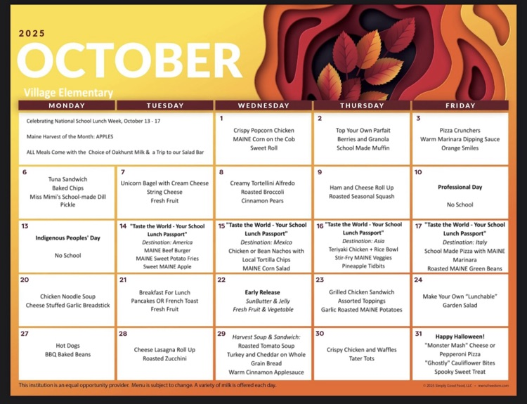 October menu