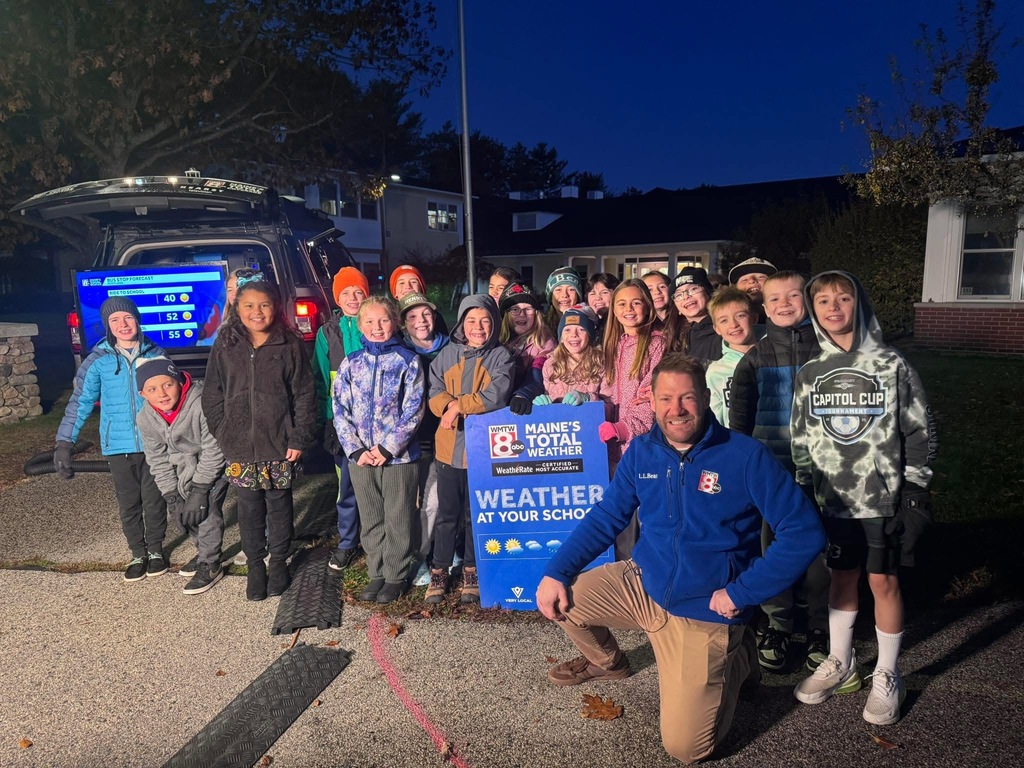 Students outside at dawn