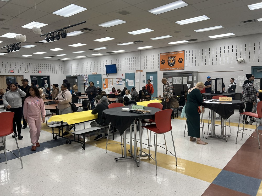 People walking around the Art /STEAM Showcase