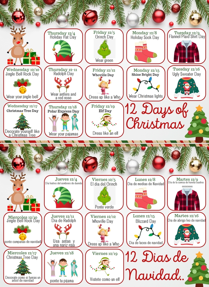 December Taft Holiday Dress up days