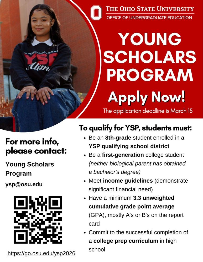 OSU Young Scholars Program application flyer