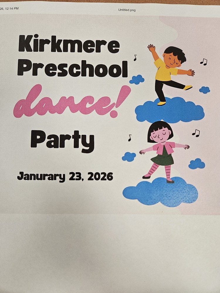 Kirkmere Preschool Dance Party Flier