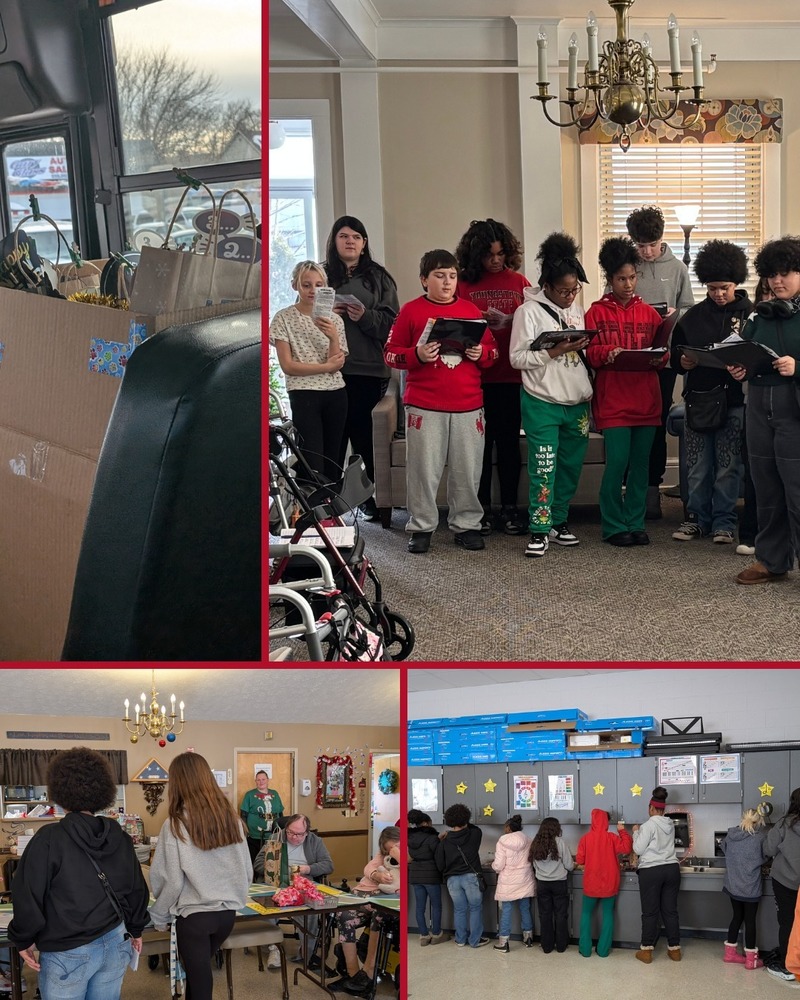 Students in choir caroling to residents of nursing home.