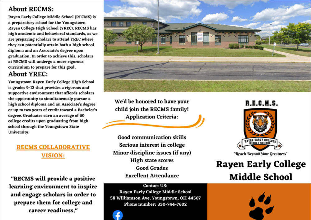 Rayen Early College Middle School Application Window is open