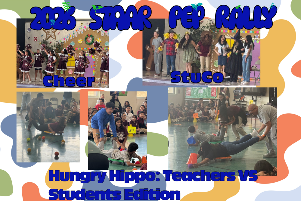 Students present skits, cheerleaders perform, students and teachers play games