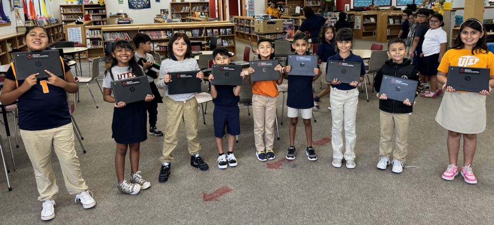 Aztec students recieved new laptops today in the library.