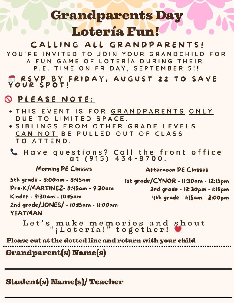 Grandparent Celebration Day English Flyer