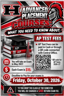 Advanced Placement Courses Payment Deadline Extended to Friday, October 30, 2026