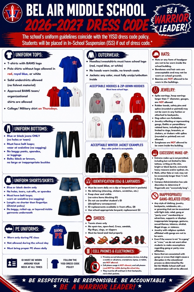 English Student Dress Code Flyer with Images