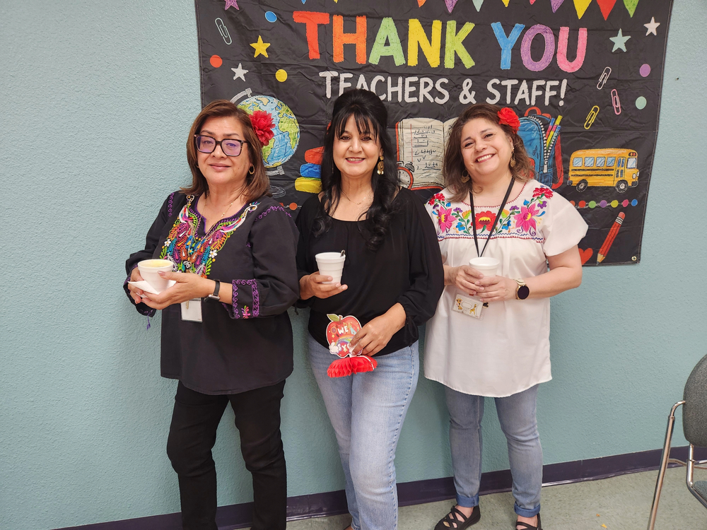 2nd grade teachers enjoying a corn cup for Teacher Appreciation Day
