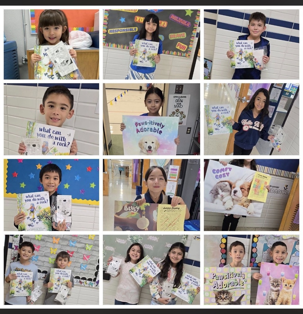 collage of students holding a book 