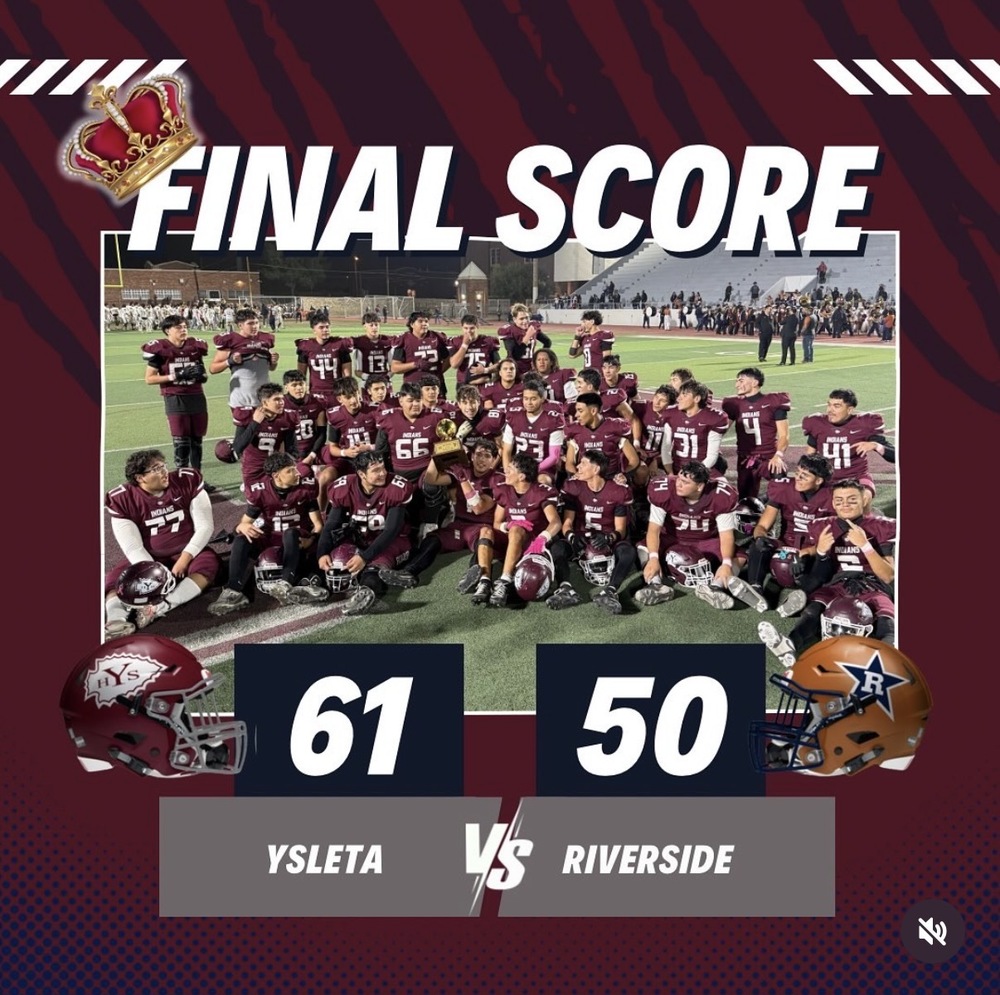 Image of varsity football team and final score