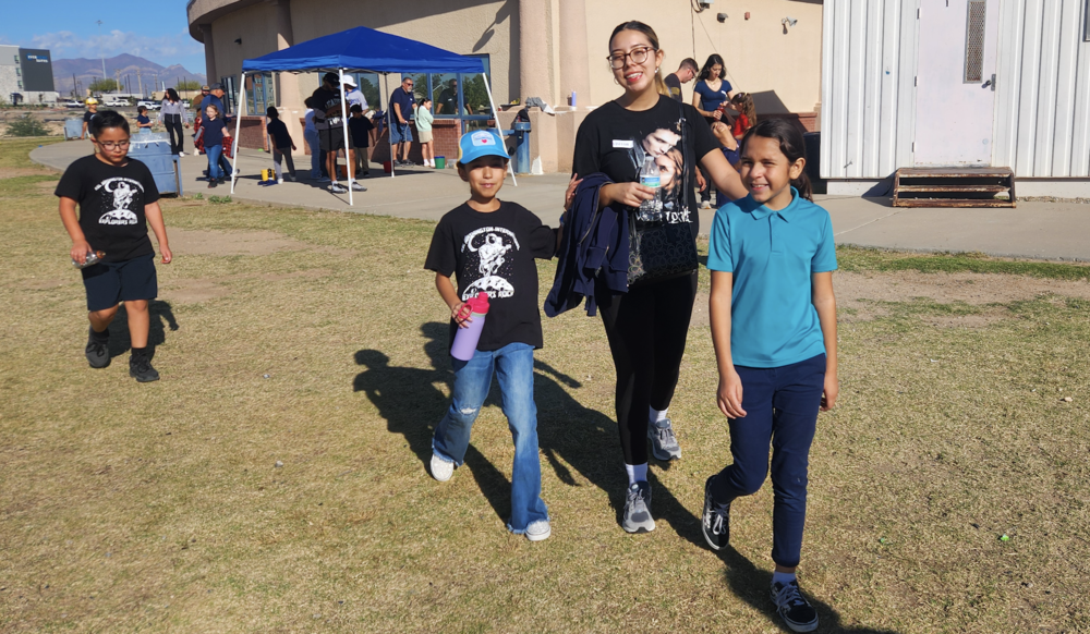 Parent walking during Fitness Friday