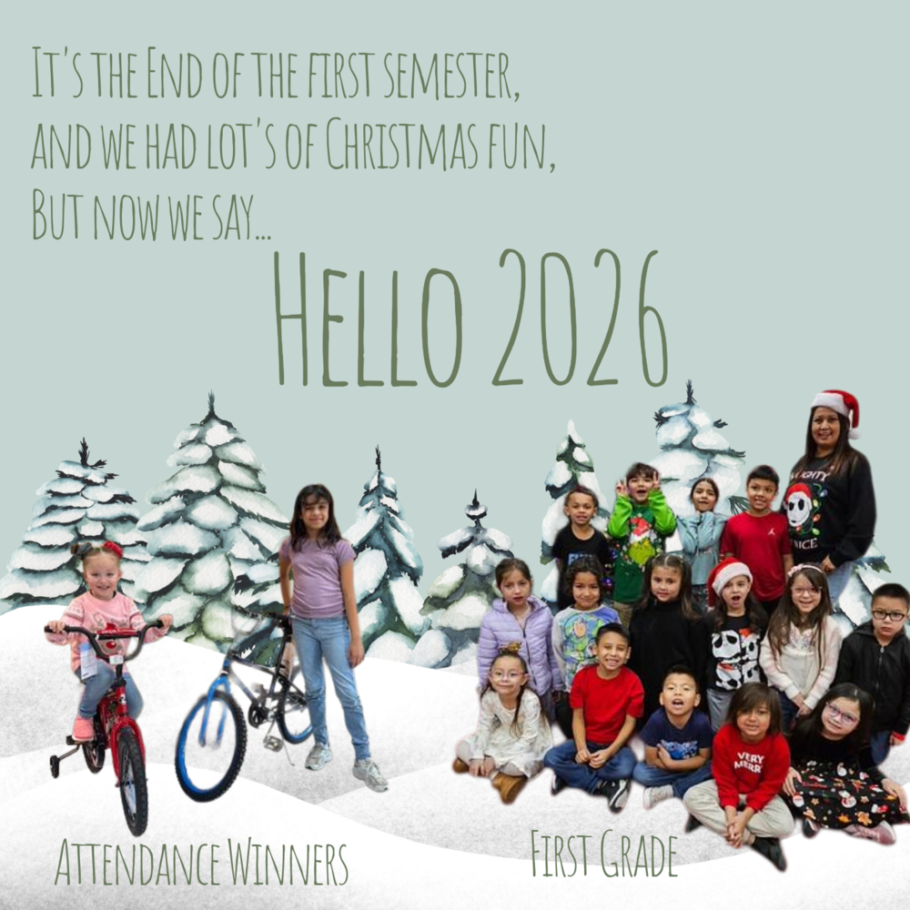 Students pose with their bikes for Attendance Winners and with their teacher.