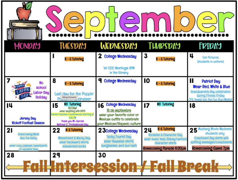 September Calendar of Events