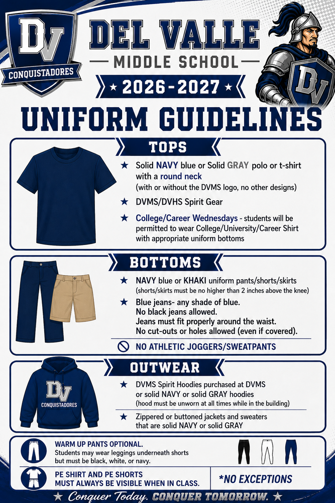DVMS Uniform Guidelines Information for the 2026-2027 School Year