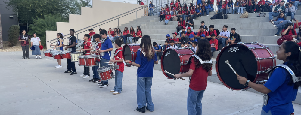 Bel Air Middle School Band performing at the Friday morning Pep Rally in the school's courtyard