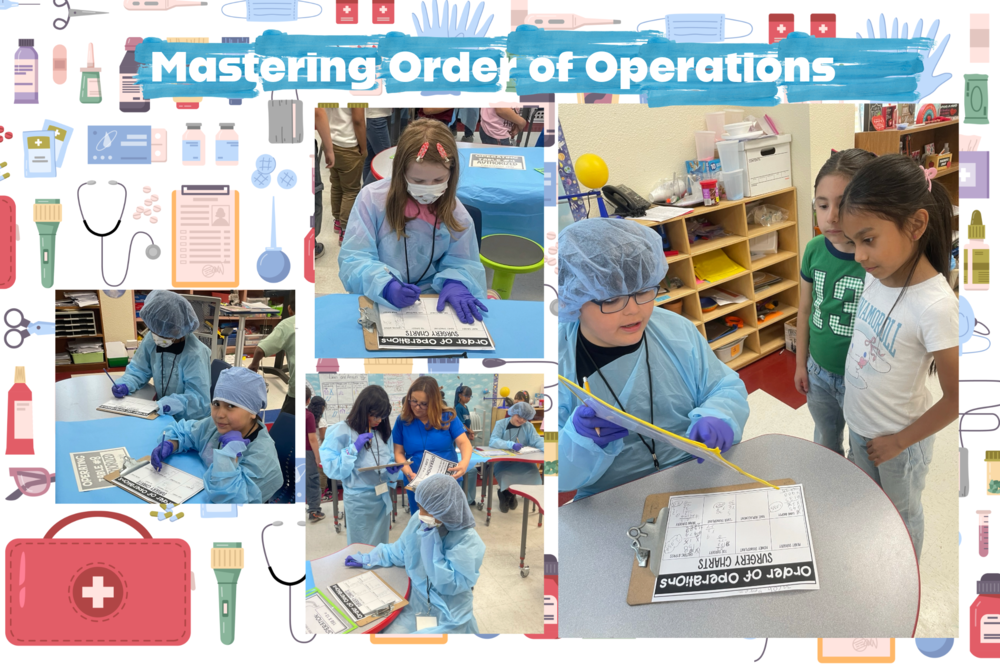 Students dress as surgeons as they work on mastering the Order of Operations