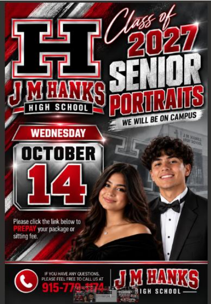 Senior Portraits all day on October 14