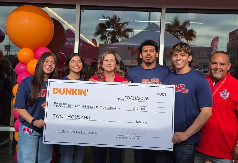 Bel Air High School received a two thousand dollar donation from dunkin donuts